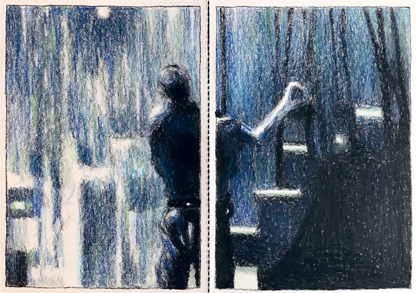 Paul Mahoux, Une nuit avec Moby Dick, pastel, A5, 2019 - 2024