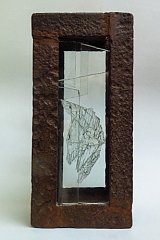 Bob Van der Auwera « Automnale II » , sculpture en acier oxydé et verre 
