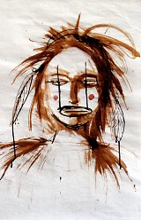 Maya Reix, sans titre, brou de noix et encre de Chine sur papier, 70x100 cm, 2013. 