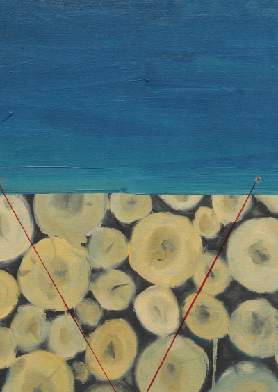Martin Chaumont, les bûches, 60x50 (détail)